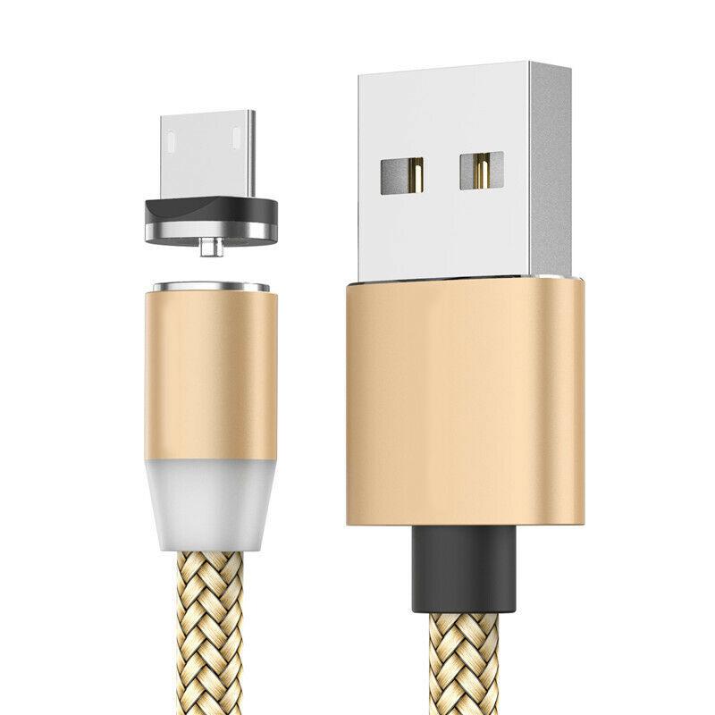 Cablu de Date Magnetic USB - Lightning Type C si Micro Usb 2m Auriu